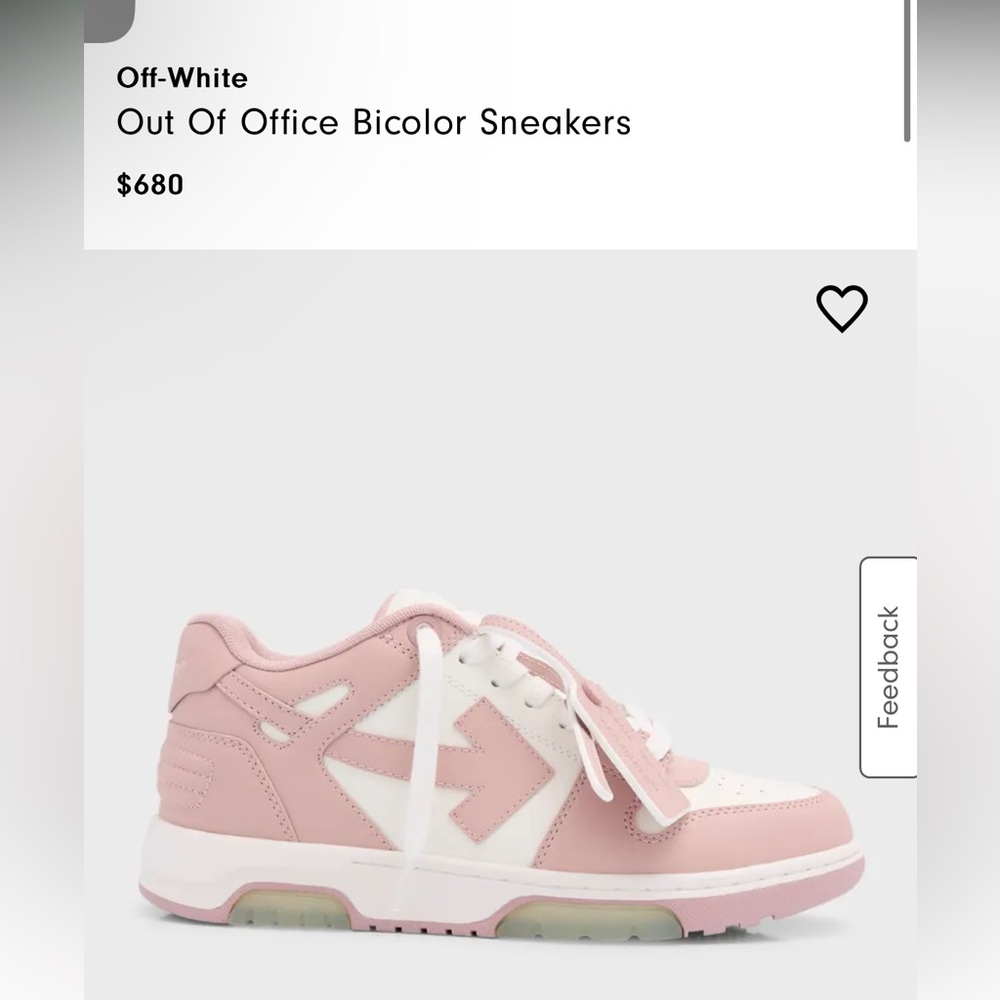 Off-White “Out of Office” Sneaker. Pink and white. Excellent condition. Size 38